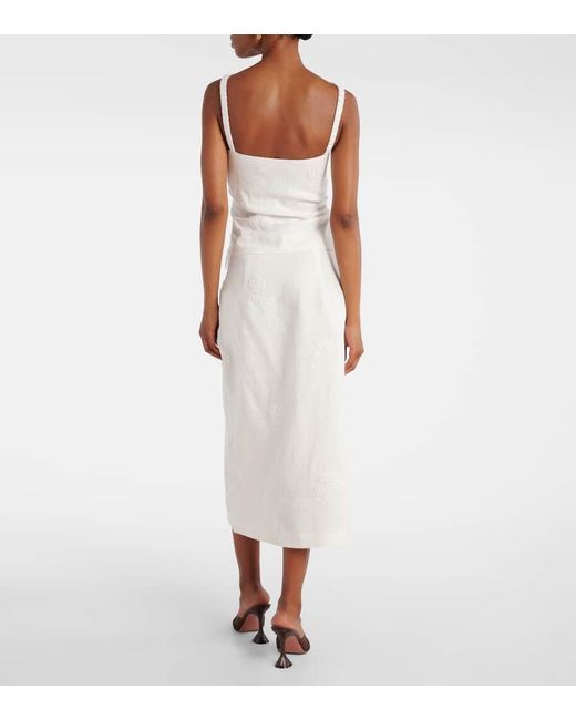 Sir White Alessandra Embroidered Linen Top