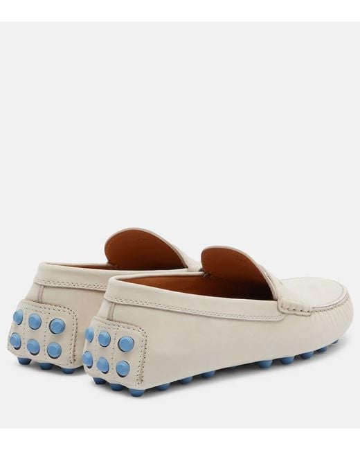 Tod's White Mokassins Gommino Macro Aus Leder