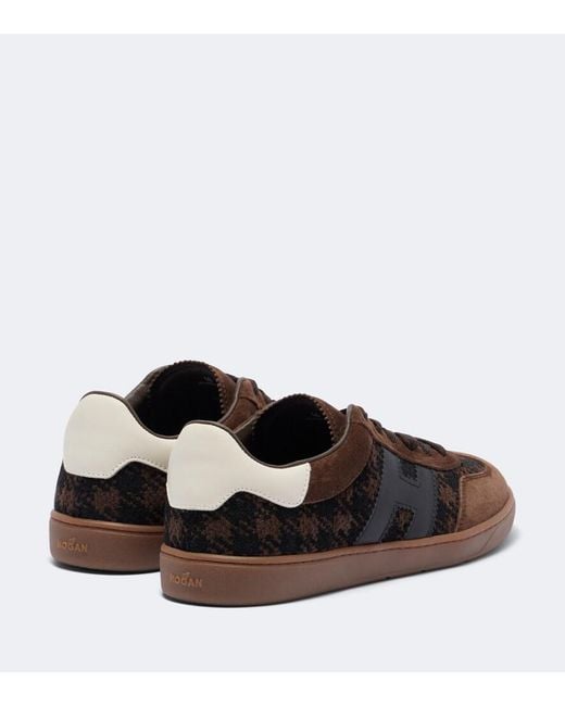 Hogan Brown H647 Leather-Trimmed Suede Sneakers