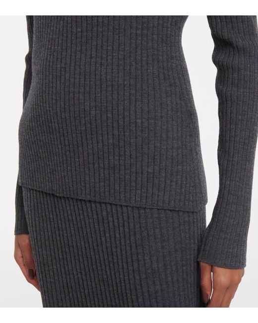 Joseph Blue Ribbed-Knit Wool Polo Shirt