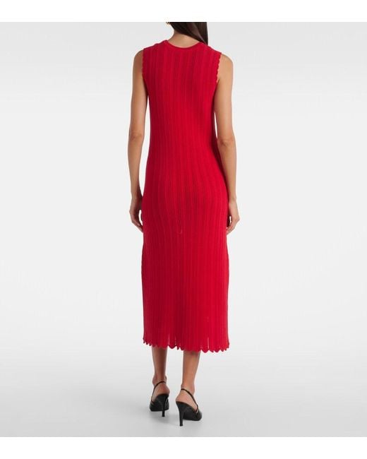 Altuzarra Red Sissi Open-Knit Cotton Midi Dress