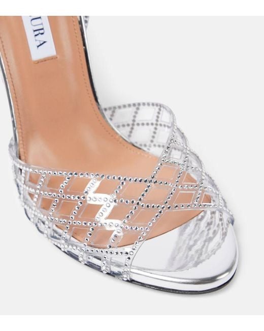 Aquazzura White Lumiere 105 Embellished Pvc Sandals