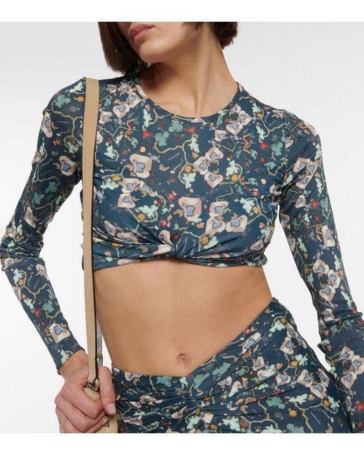 Isabel Marant Blue Jinea Floral Jersey Crop Top