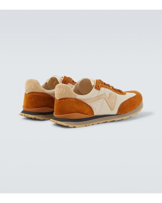Visvim Brown Fkt Runner Suede-Trimmed Sneakers for men