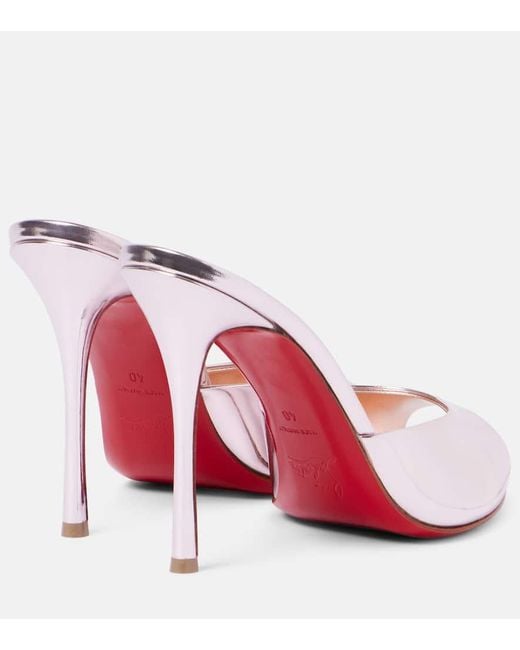 Christian Louboutin Pink Pantoletten Me Dolly 100 Aus Metallic-Leder