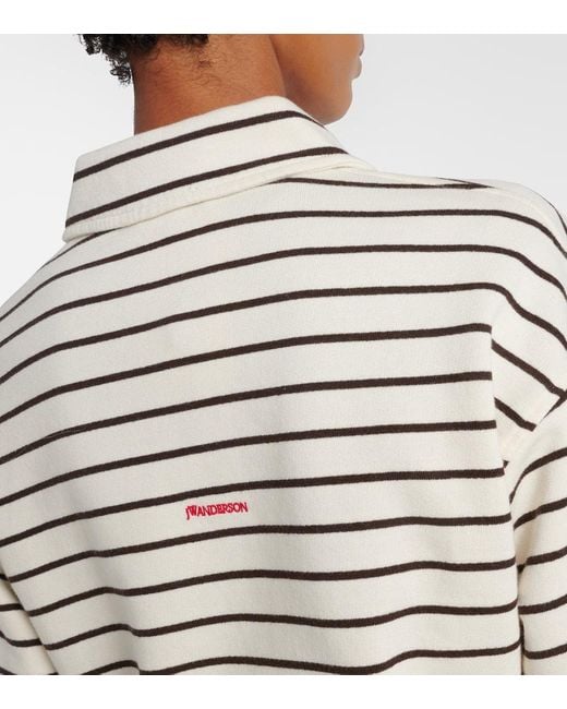 J.W. Anderson White Cropped Striped Cotton Polo Sweater
