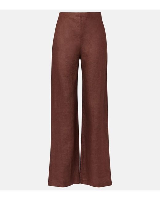 Faithfull The Brand Brown Ilride High-Rise Linen Straight Pants