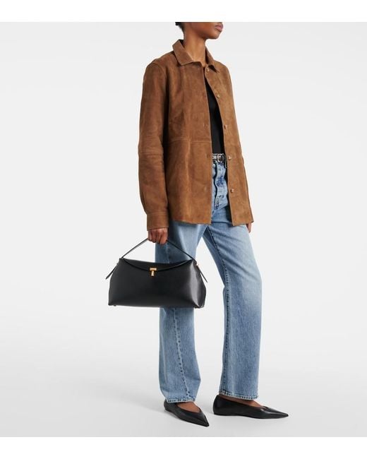 Totême  Black T-Lock Medium Leather Tote Bag