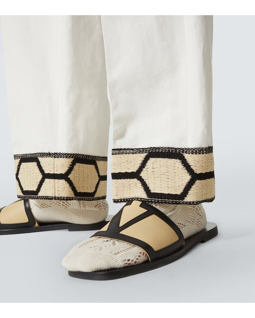 Valentino White Jacquard Cotton And Linen Wide-Leg Pants for men