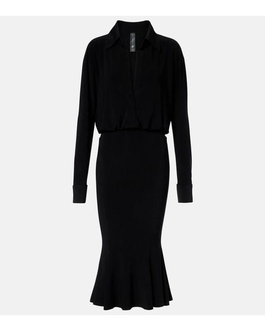 Norma Kamali Black Flared Midi Dress