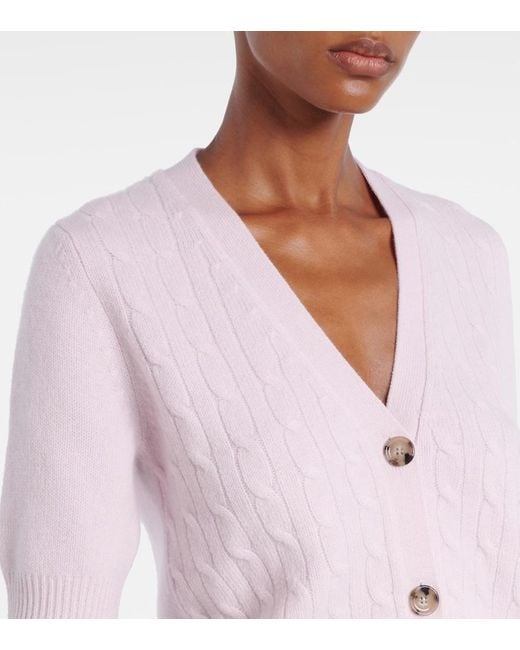 Jardin Des Orangers Pink Cable-Knit Cashmere-Blend Cardigan