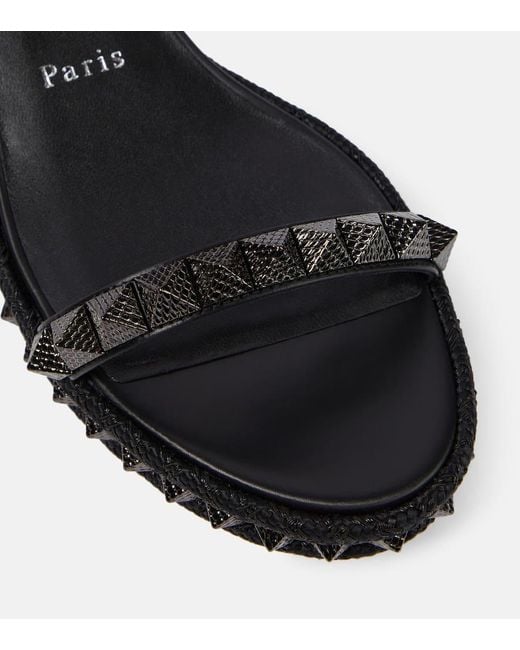 Christian Louboutin Black Pyraclou Leather Espadrilles
