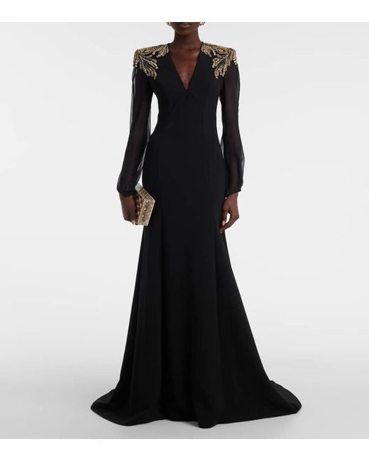 Jenny Packham Black Mercury Embellished Gown