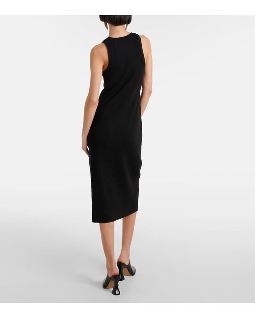 Vince Black Ribbed-Knit Jersey Midi Dress