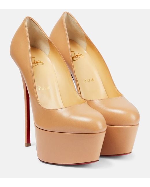 Christian Louboutin Natural Dolly Alta 160 Leather Platform Pumps