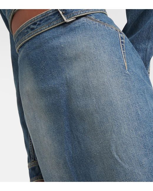 Alaïa Blue Denim Midi Pencil Skirt