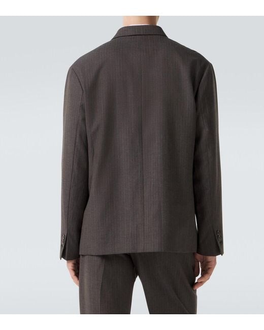Our Legacy Black Halt Striped Wool And Cotton Blazer for men