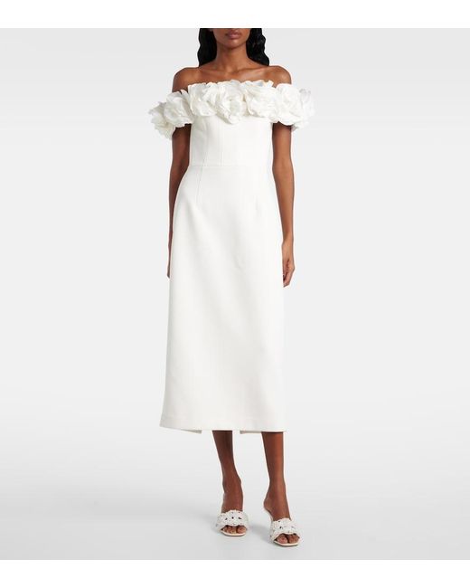 Jimmy Choo White Cary 70 Faux Pearl-Embellished Satin Mules