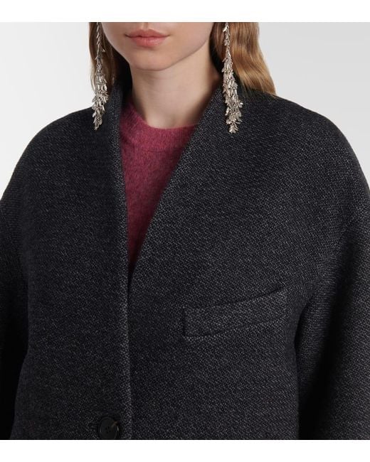 Isabel Marant Black Mantel Eris Aus Einem Wollgemisch