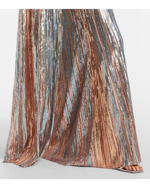 Elie Saab Brown Sequined Caped Gown