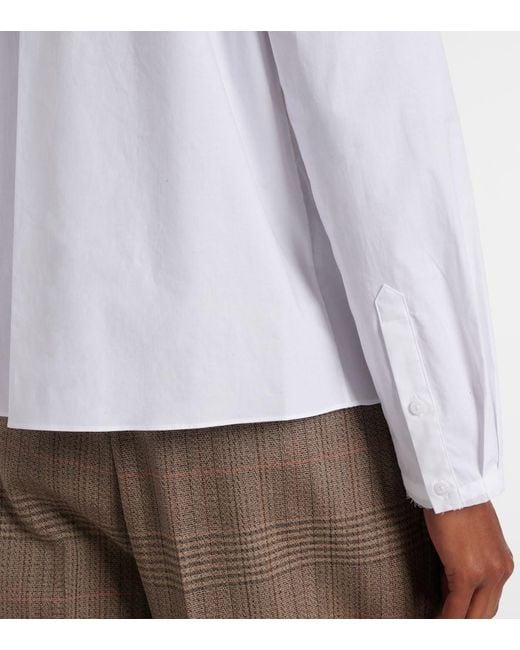 Dorothee Schumacher White Pure Power Bow-Detail Cotton-Blend Poplin Blouse