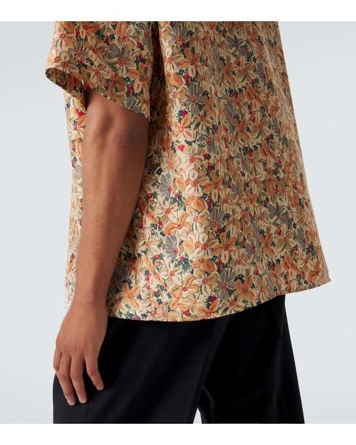 Valentino Natural Printed Silk Bowling Shirt for men