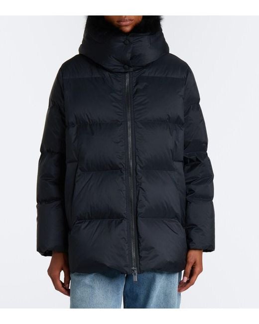 Yves Salomon Black Hooded Padded Down Jacket