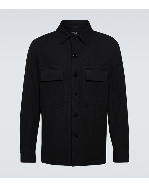 Zegna Black Wool And Cotton Overshirt for men