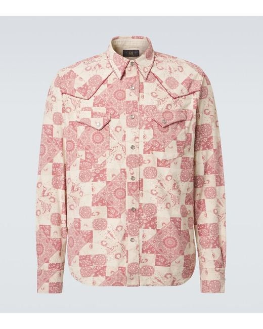 RRL Pink Printed Cotton Shirt for men