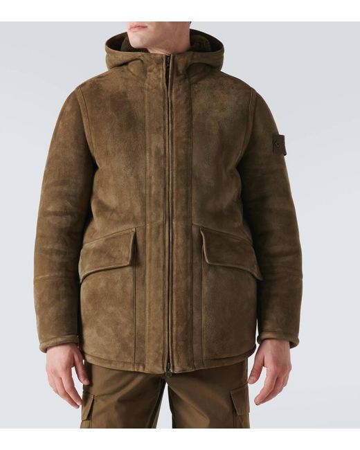 Veste Ghost Compass En Daim Et Shearling Stone Island pour homme en coloris Green