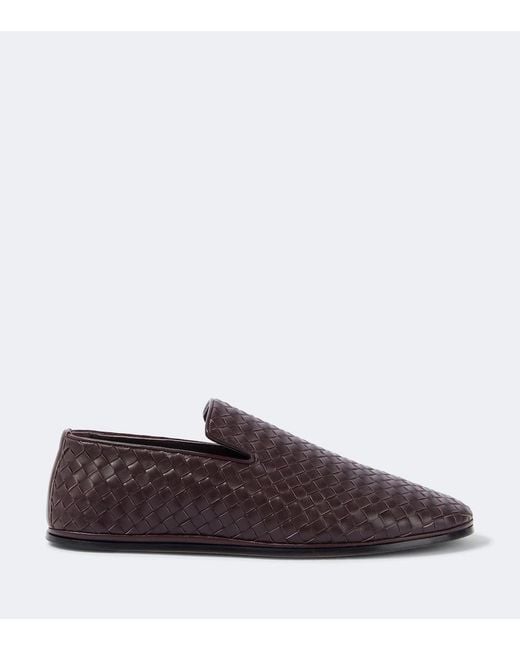 Bottega Veneta Brown Sunday Intrecciato Leather Slip-On Shoes for men