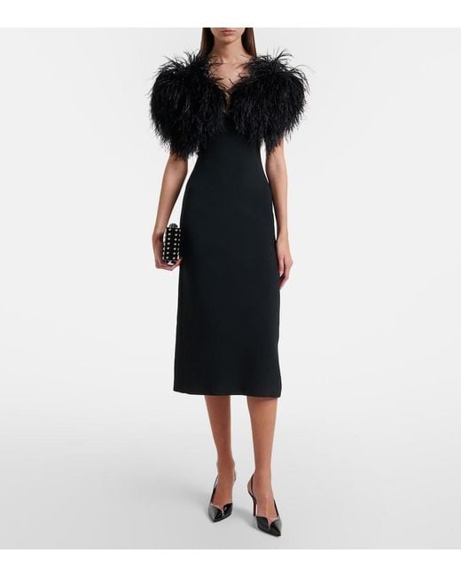 David Koma Black Feather-Trimmed Cocktail Dress