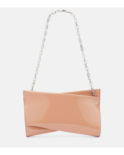 Christian Louboutin White Loubitwist Small Patent Leather Clutch