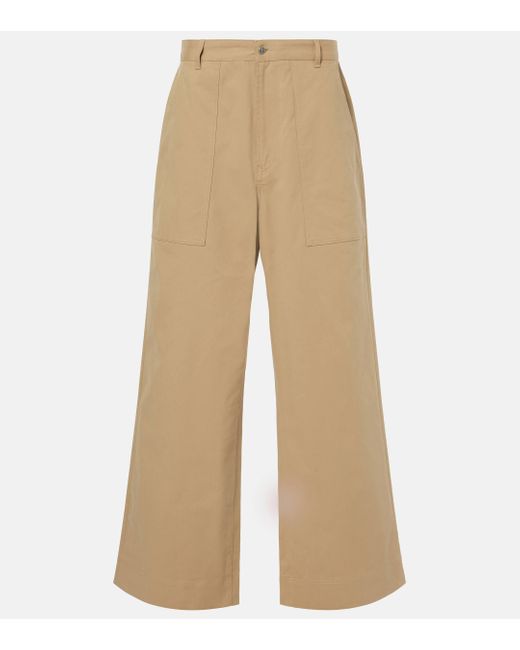 Moncler Natural High-Rise Gabardine Wide-Leg Pants