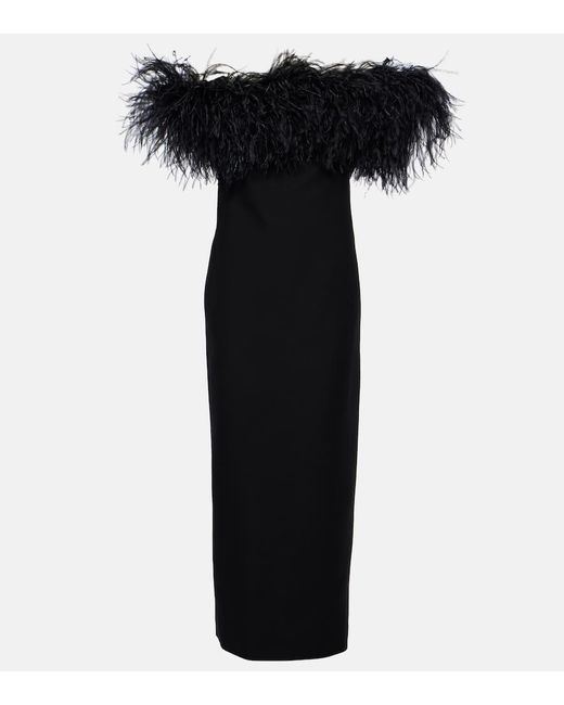 Vestido de fiesta de Crepe Couture con plumas Valentino de color Black