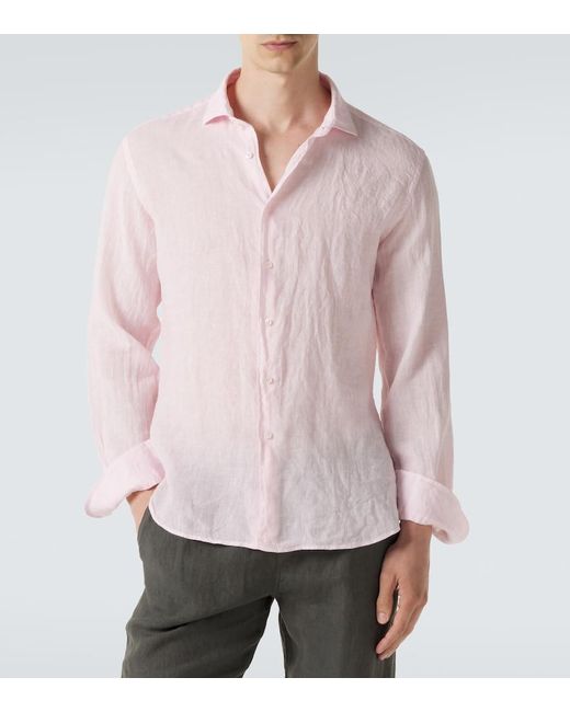 Fedeli Pink Linen Shirt for men