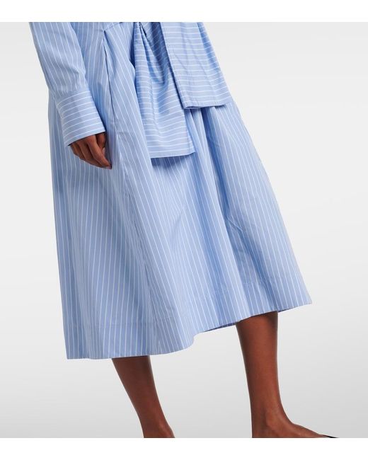 Jil Sander Blue Pinstripe Cotton Shirt Dress