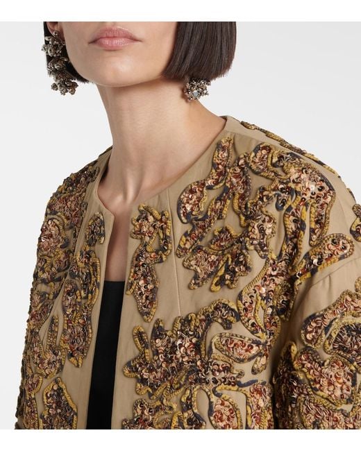 Dries Van Noten Brown Sequined Cotton Jacket