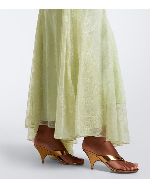 De La Vali Green Calima Lace Maxi Dress
