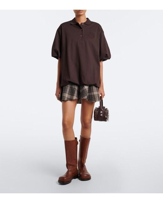 Acne Black Checked Layered Cotton-Blend Polo Dress
