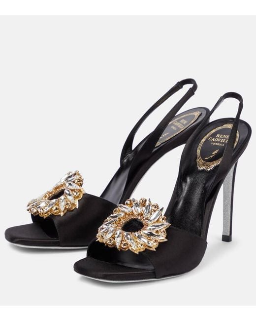 Rene Caovilla Black Sandalen Amanda 105 Aus Satin