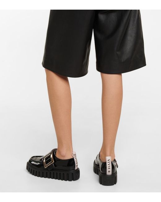 Roger Vivier Black Viv' Go-Thick Patent Leather Platform Loafers