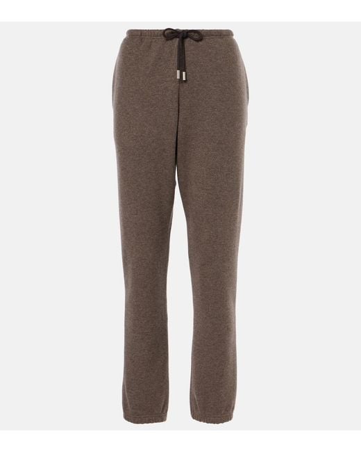 The Row Brown Teo Cashmere And Cotton Sweatpants