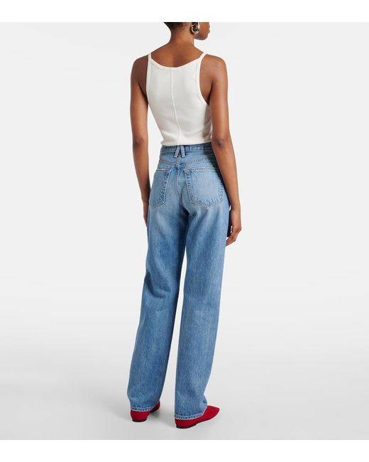 SLVRLAKE Denim Blue Sophie High-Rise Straight Jeans