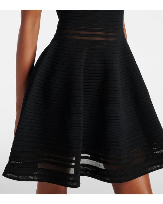 Jonathan Simkhai Black Lottie Ribbed-Knit Sheer Minidress