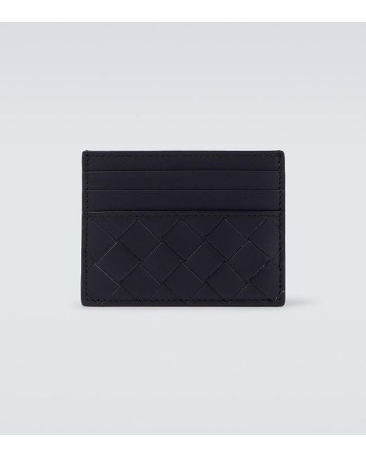 Bottega Veneta Blue Intrecciato Leather Card Holder for men