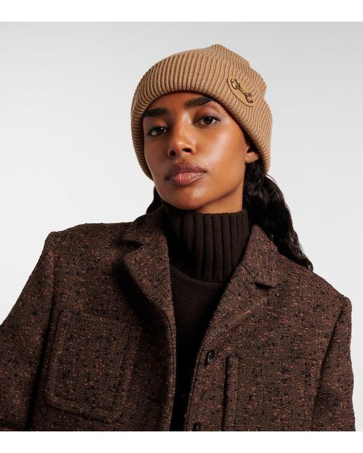 Gucci Natural Horsebit Ribbed-Knit Wool Beanie