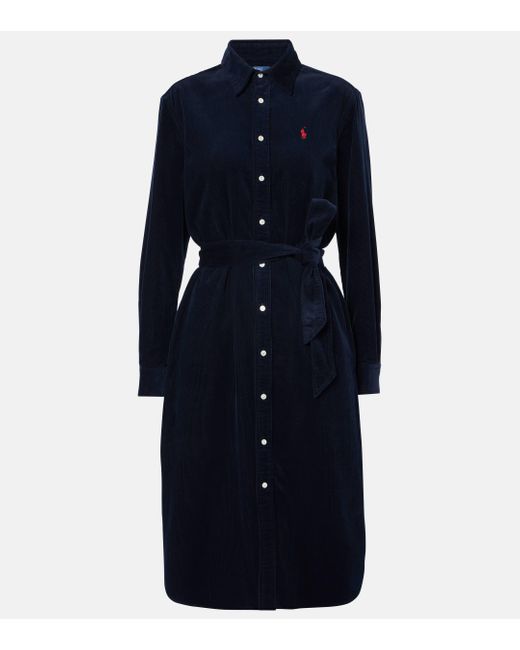 Polo Ralph Lauren Blue Cotton Corduroy Shirt Dress