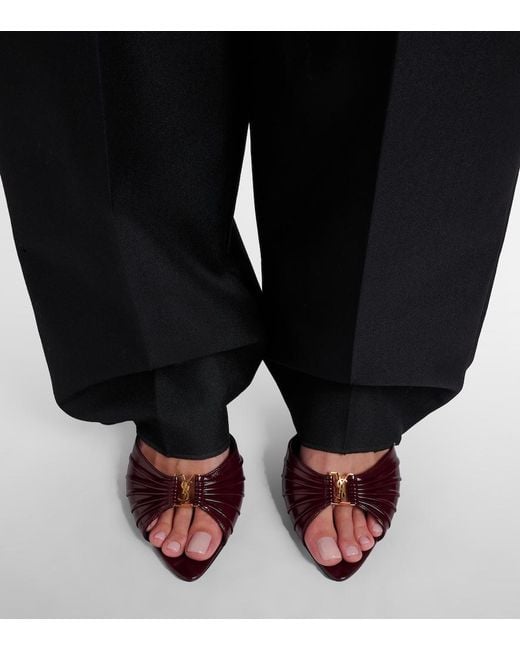 Saint Laurent Brown Babylone Cassandre 60 Leather Mules