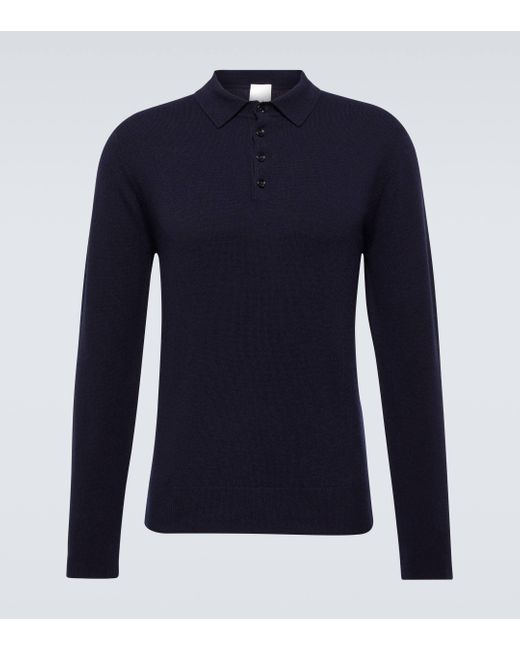 Allude Blue Cashmere Polo Sweater for men